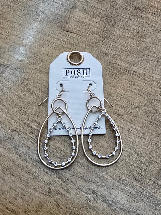 Posh Golden Crystal Drop Earrings