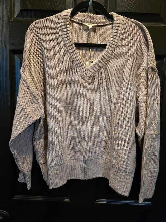 Rustic Truffle V-Neck Sweater