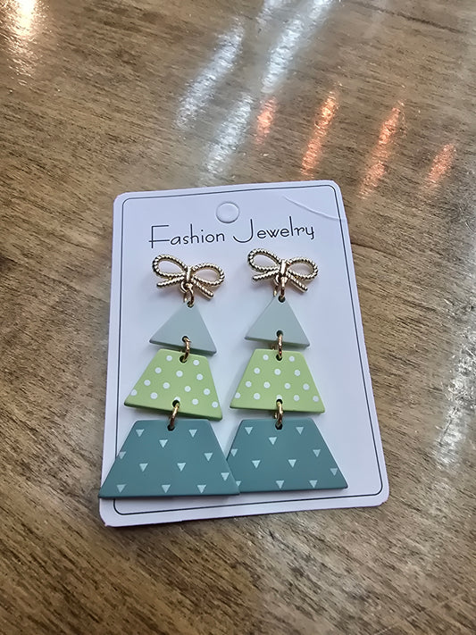Christmas Tree Earrings with Bow