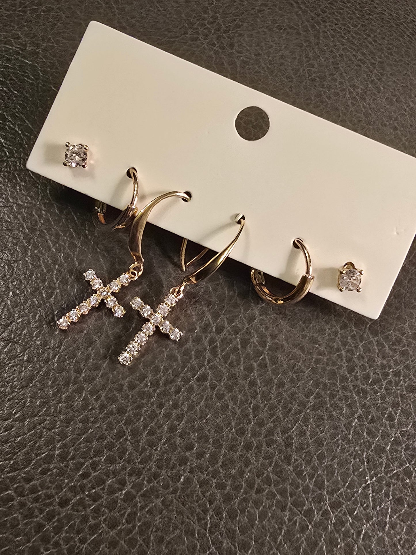 Sparkling Cross Earring Set