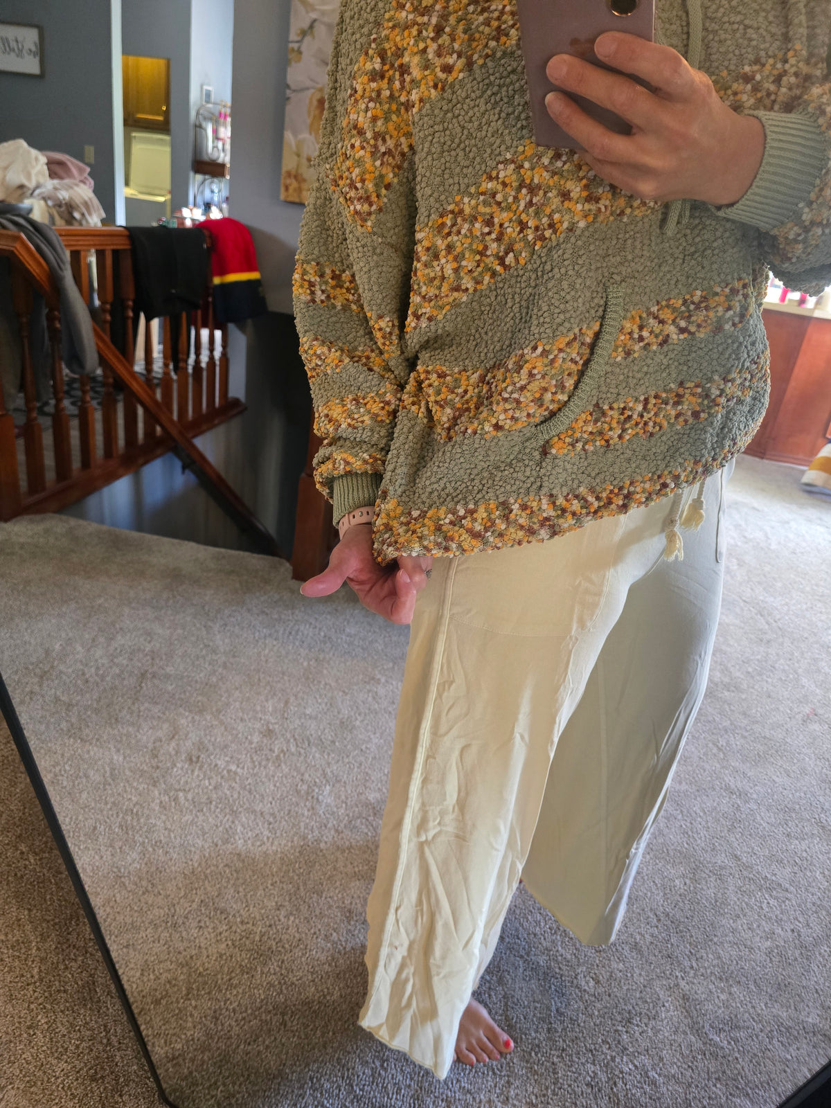 Cozy Confetti Pistachio Popcorn Hooded Sweater