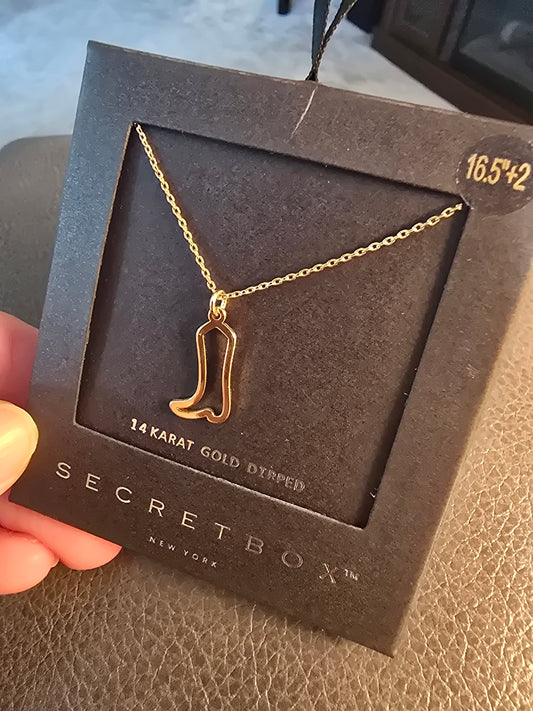 Secretbox Gold Boot Necklace
