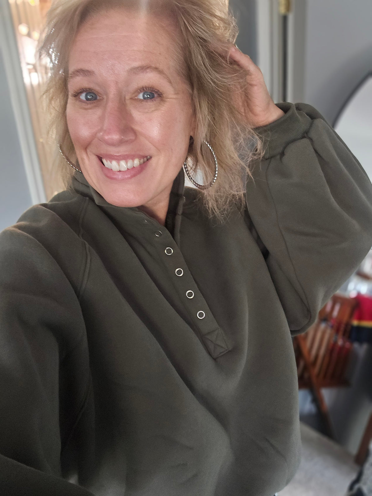 Piper Snap Button Collared Sweater Olive