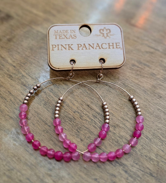 PP Pink Bead Hoop Earrings