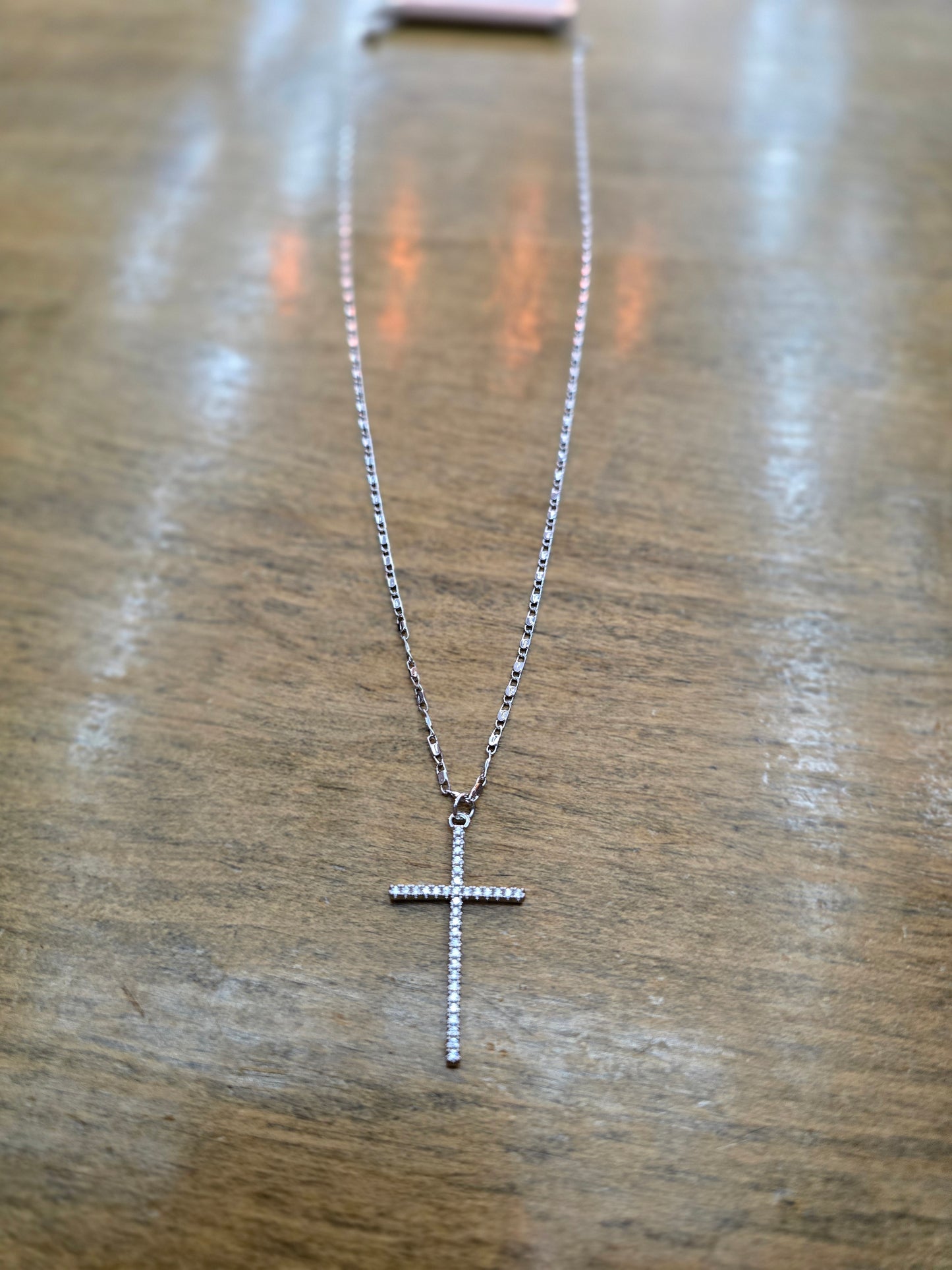 Silver Cross Pendant Box Chain