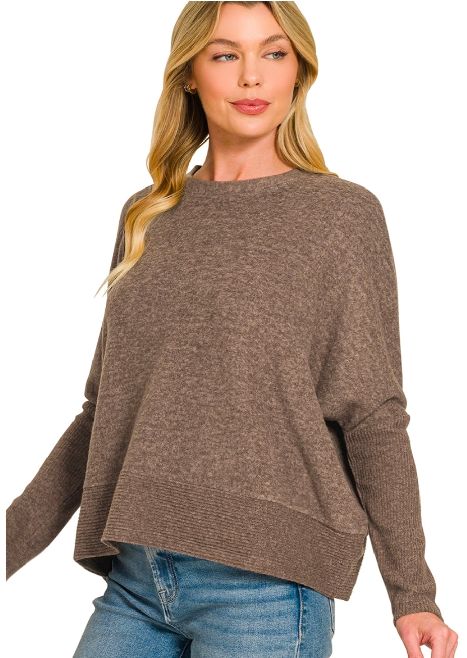 Chocolate Brushed Melange Hacci Sweater