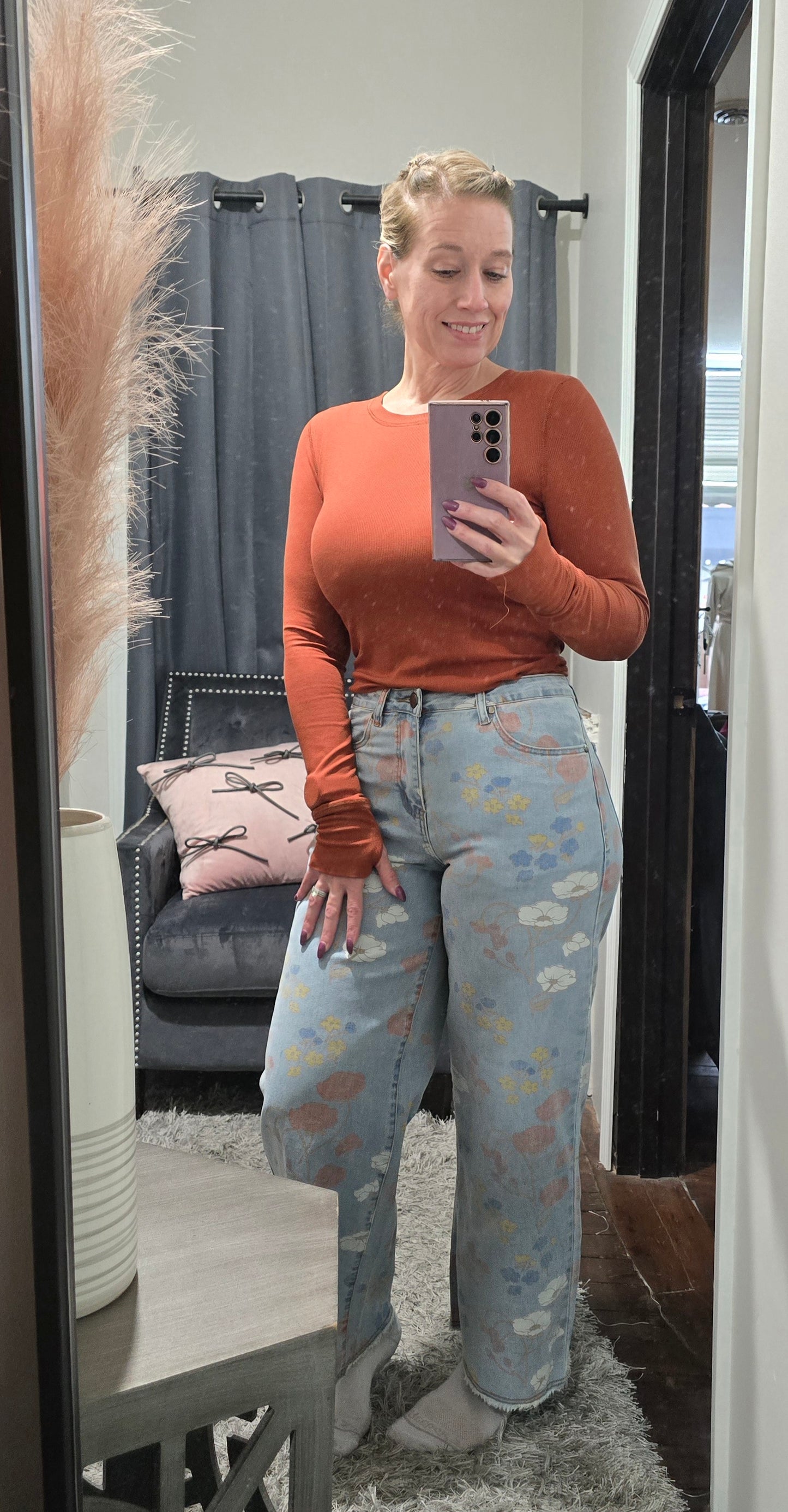 Isabelle Floral Printed Denim Pants