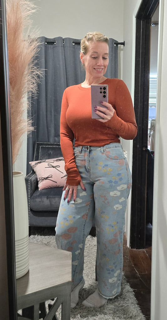 Isabelle Floral Printed Denim Pants