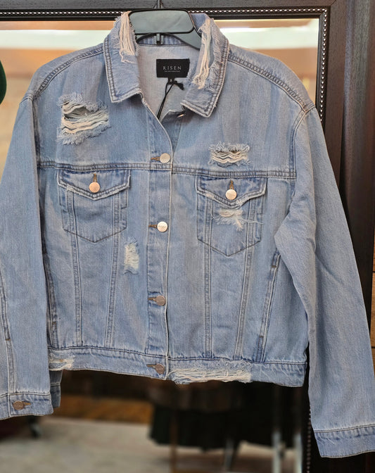 Edgy Vibes Distressed Oversized Jacket