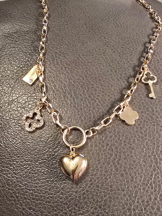 Gold and Sparkles Charm Necklace
