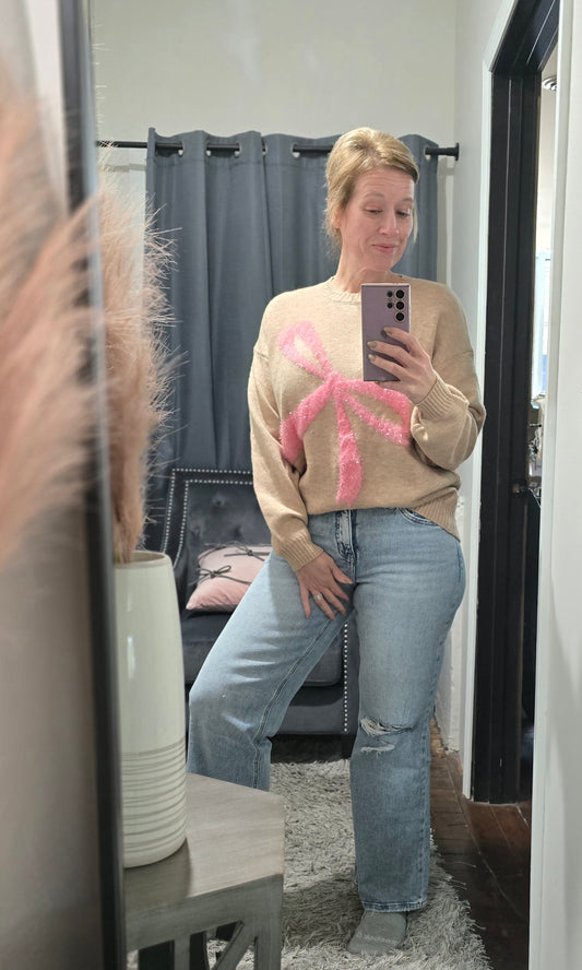 Pretty in Pink Bow Sweater
