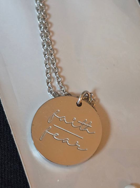 Faith Over Fear Necklace Silver