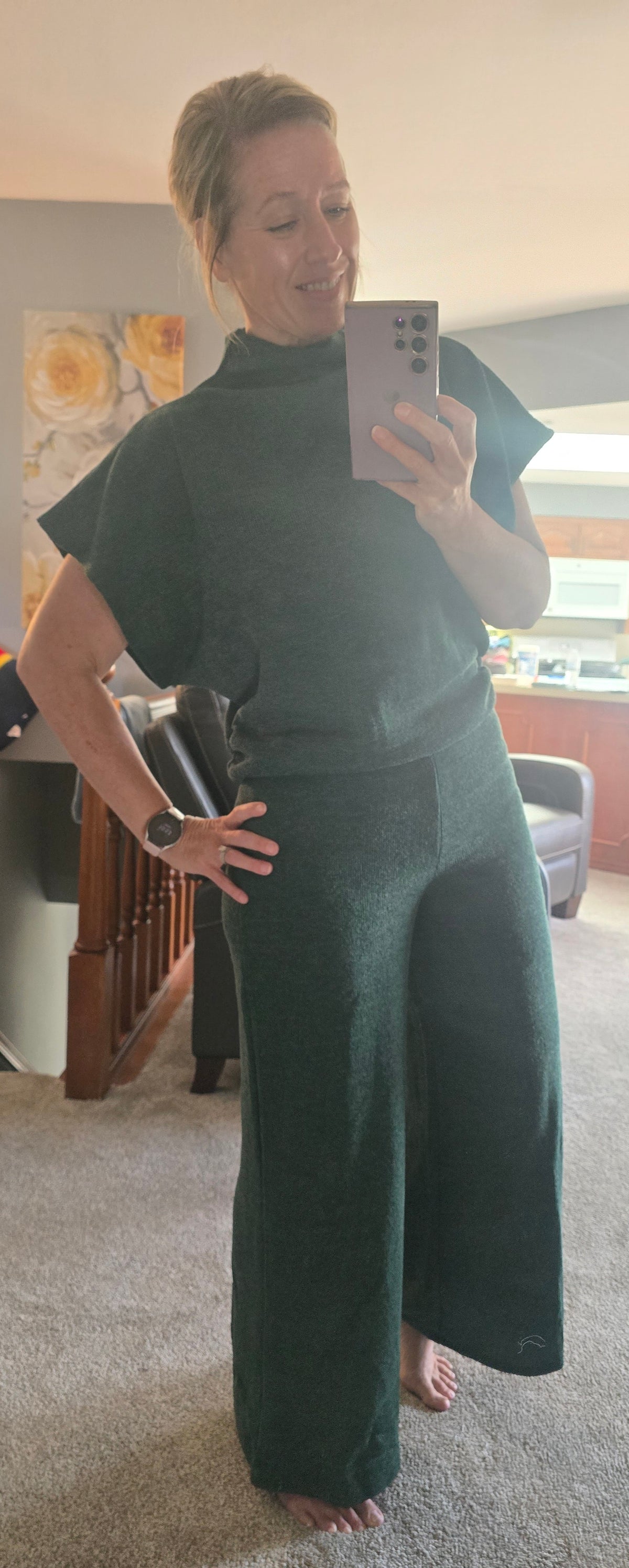Evergreen Elegance Wide Leg Pant Set
