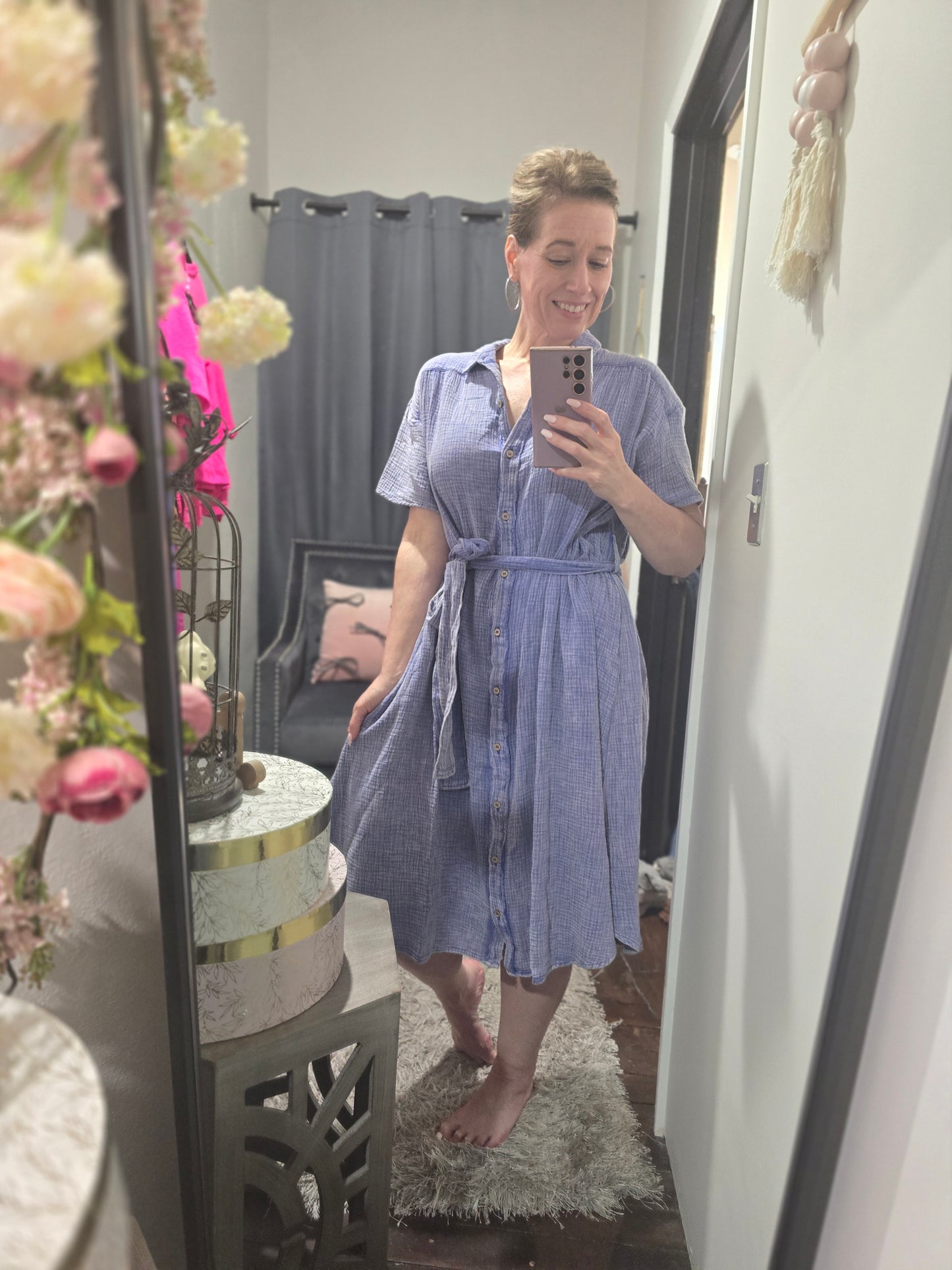 Faded Blue Tie Dress