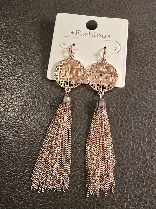 Fringed Golden Medallion Earrings