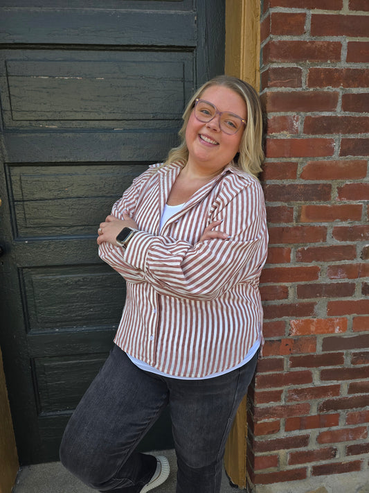 Toni Striped Button Down Blouse