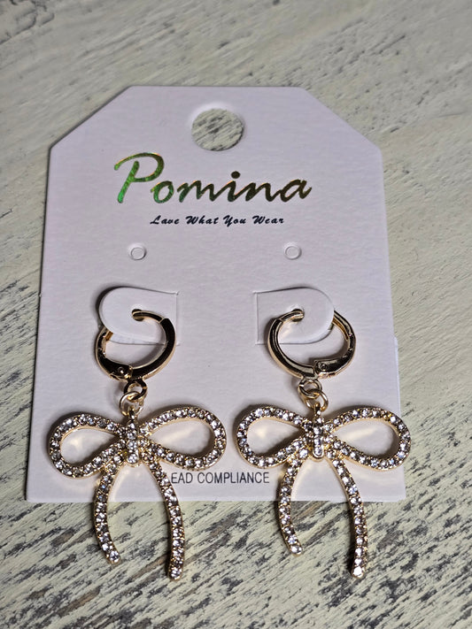 Gold Huggie Bow Earrings