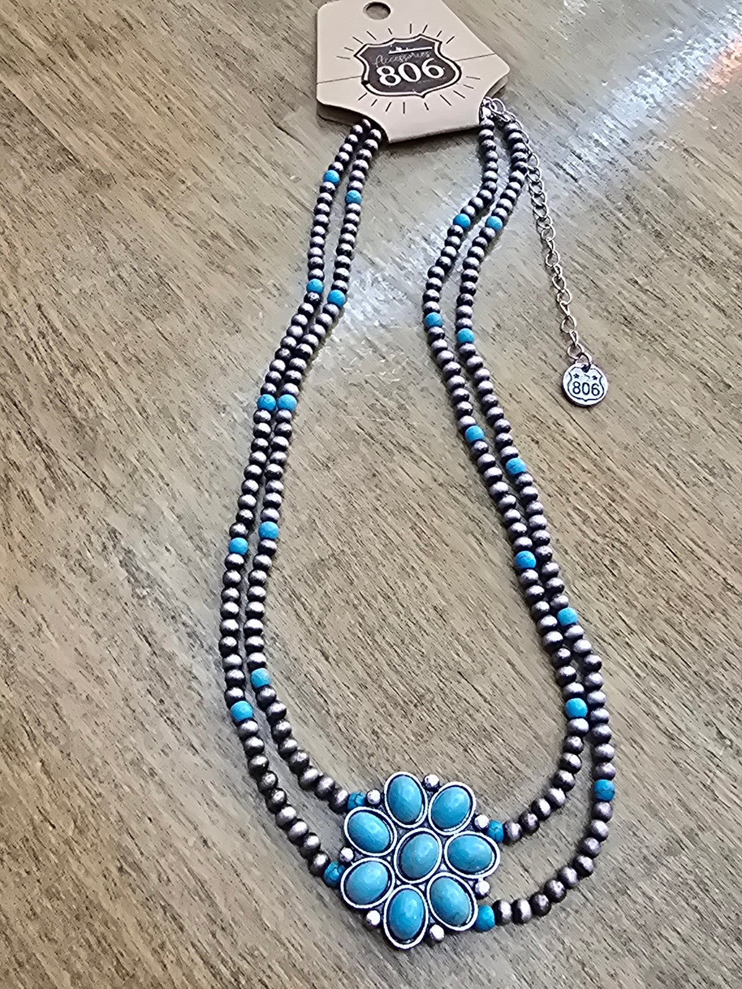 806 Turquoise Navajo Pearl Necklace
