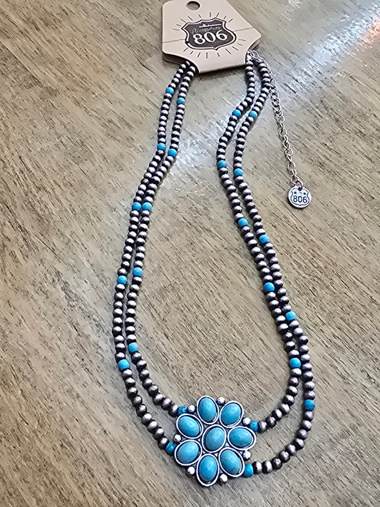 806 Turquoise Navajo Pearl Necklace