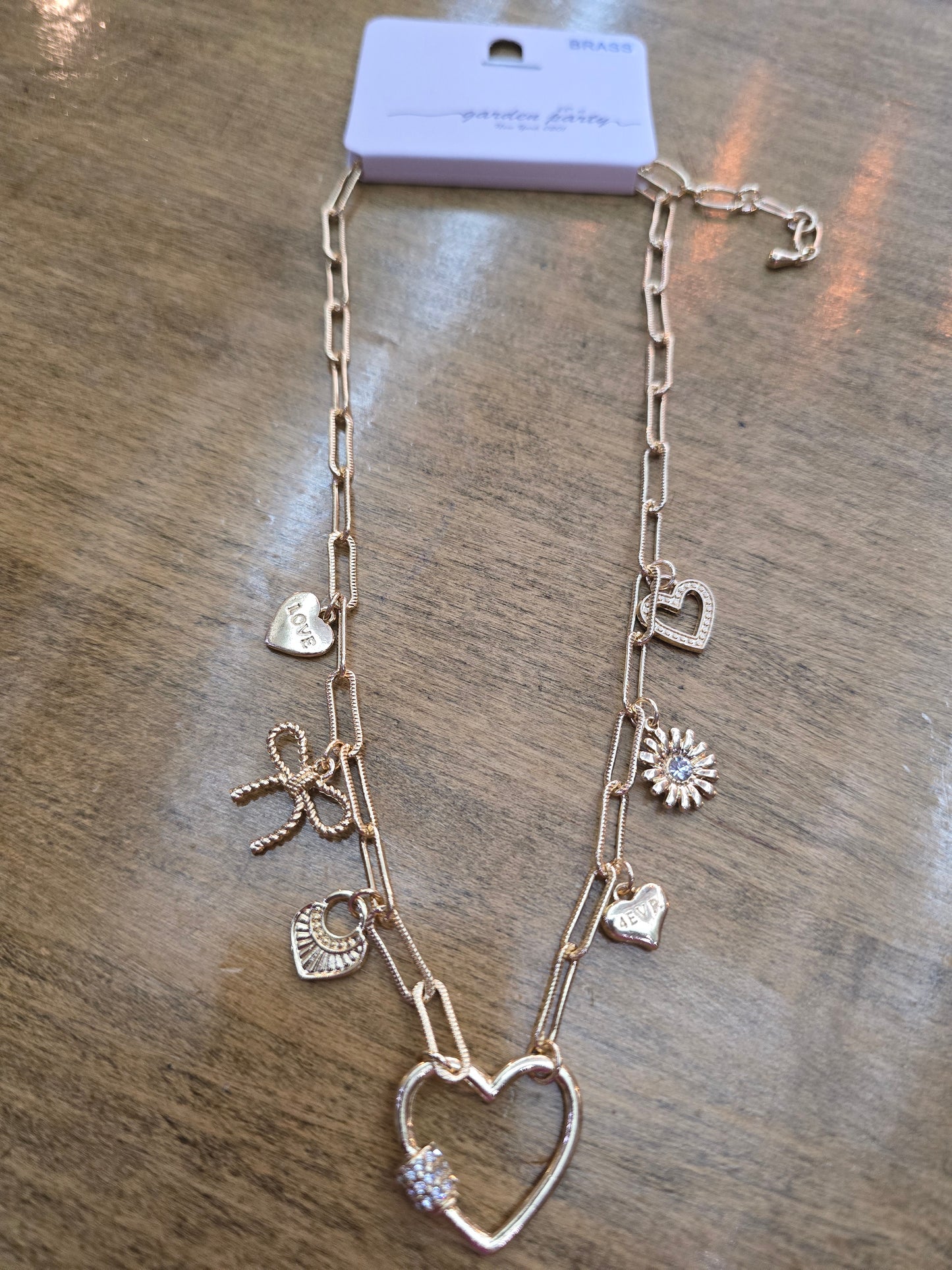 Heart and Bow Charm Necklace