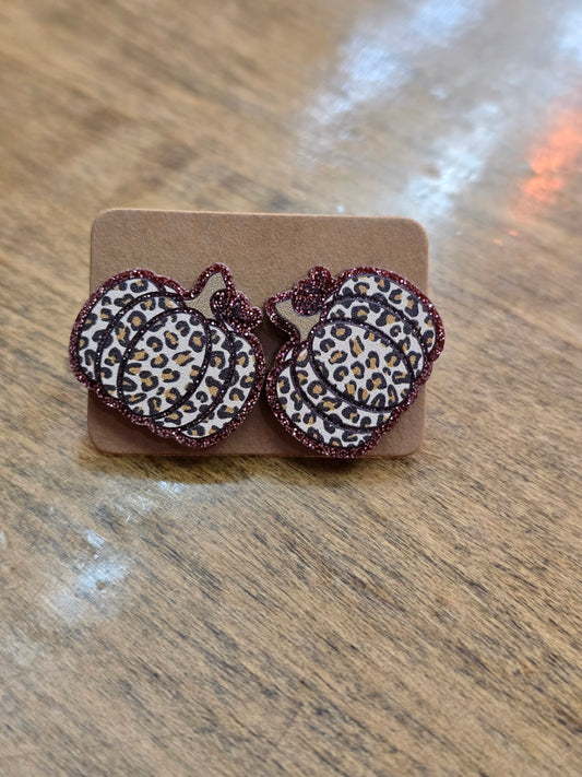 Leopard Pumpkin Stud Earrings
