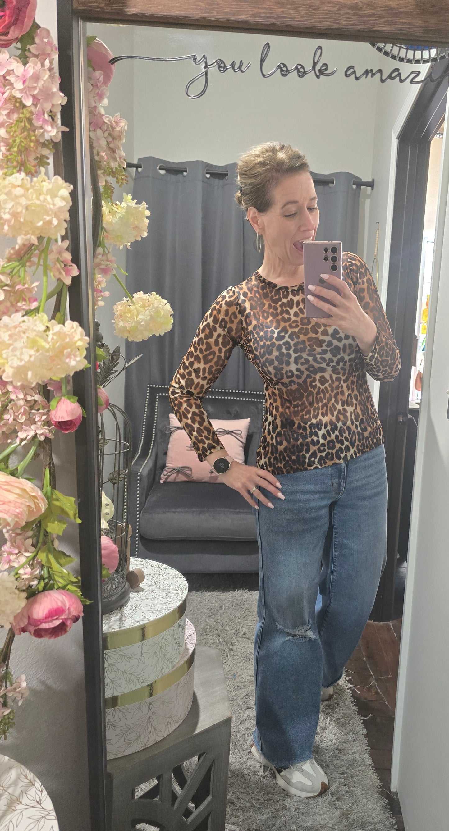 Fierce Leopard Mesh Top