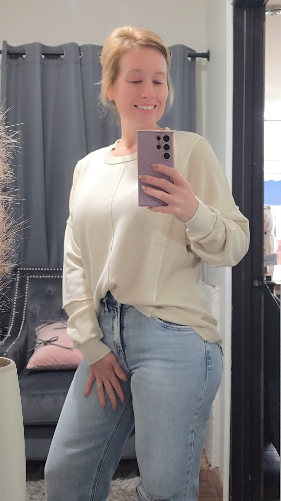 Easy Sunday Waffle Knit Top