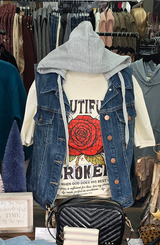 Roxy Denim Hooded Vest