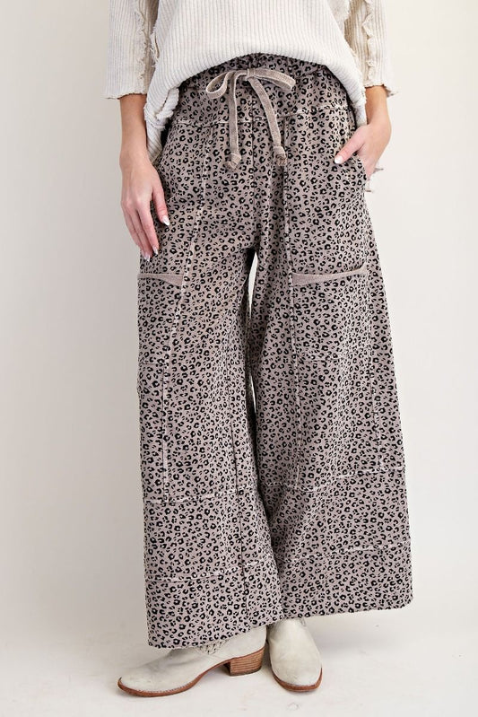 Mocha Animal Print Knit Pants