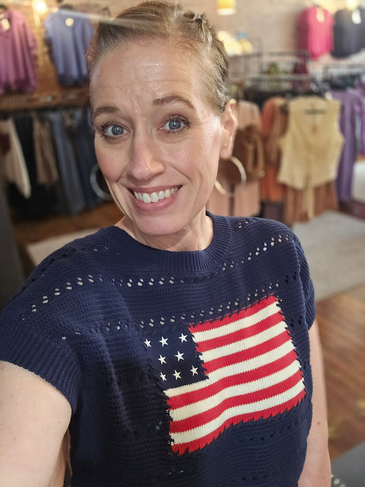 Navy Flag Knit Sweater