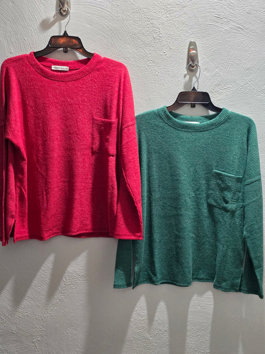 Pocketed Brushed Ribbed Top