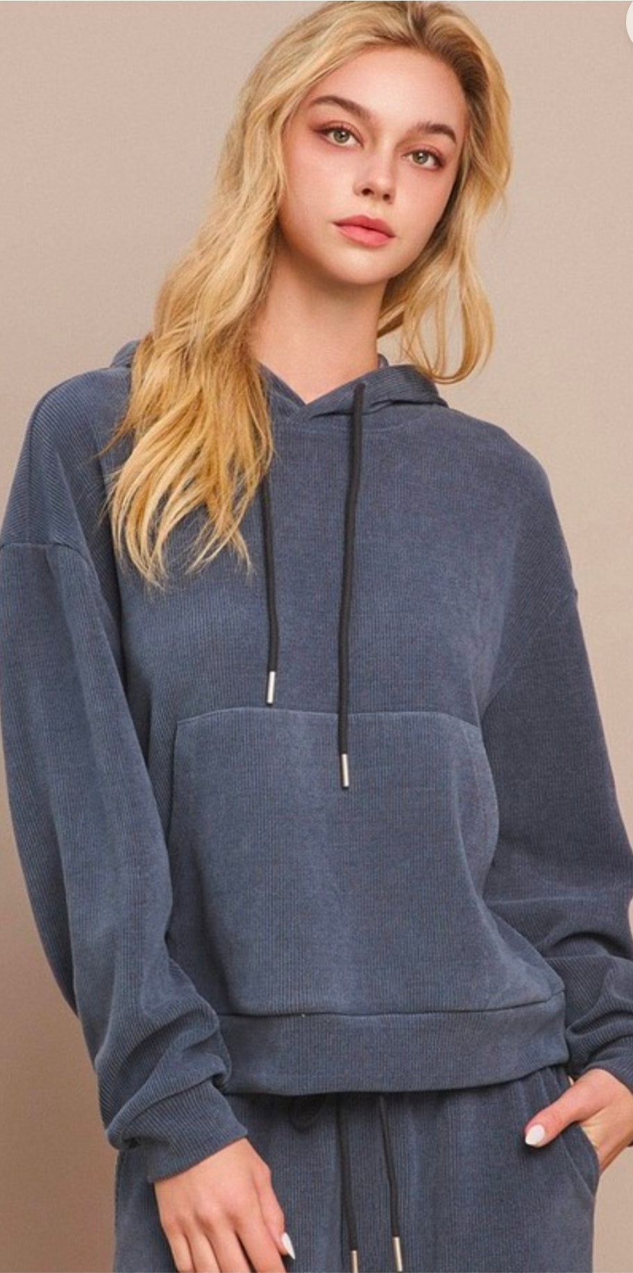 Cara Corduroy Ribbed Hoodie