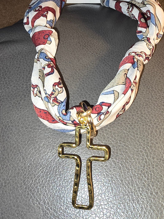 Large Cross Chain Scarf Necklace
