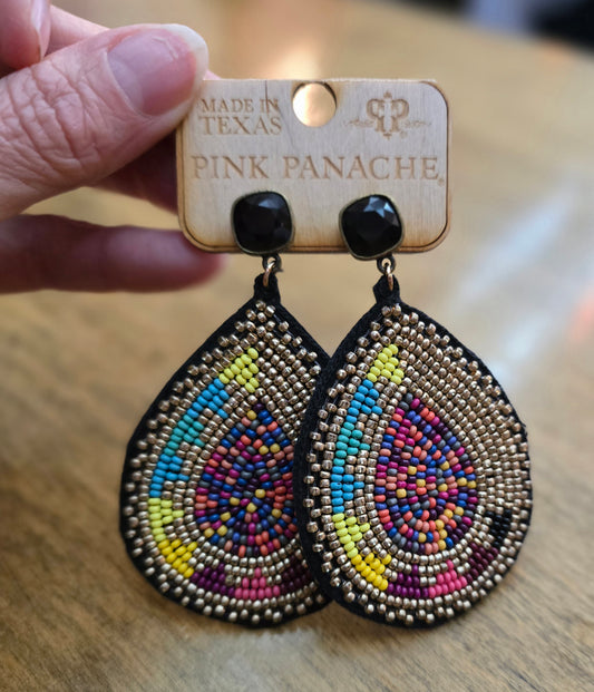 PP Seed Bead Lg Drop Earrings