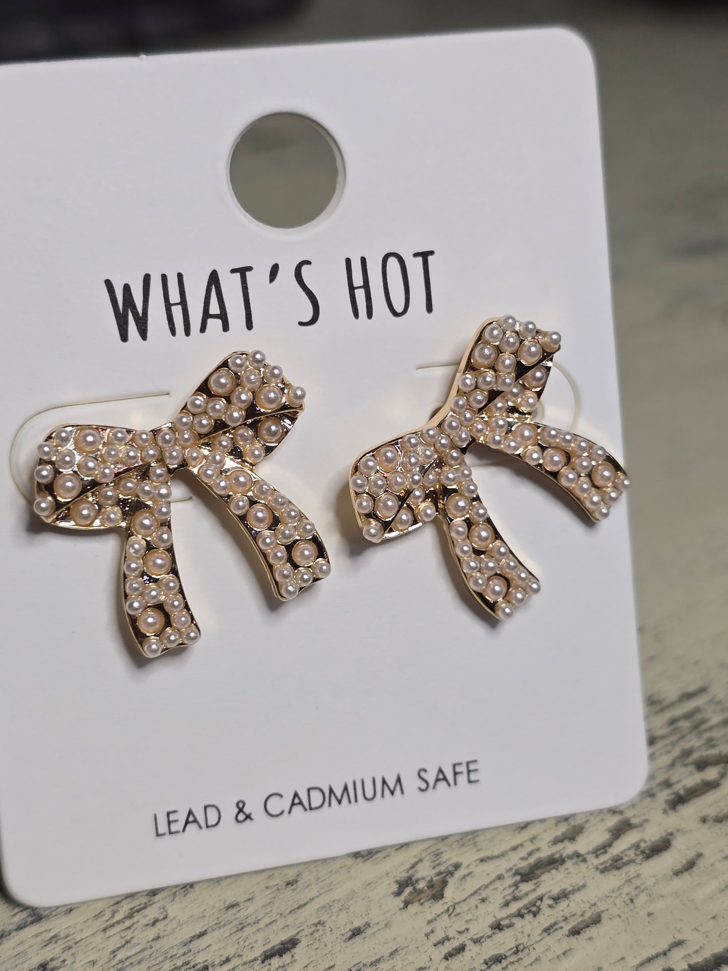 Gold Bow and Pearl Hoop Earrings