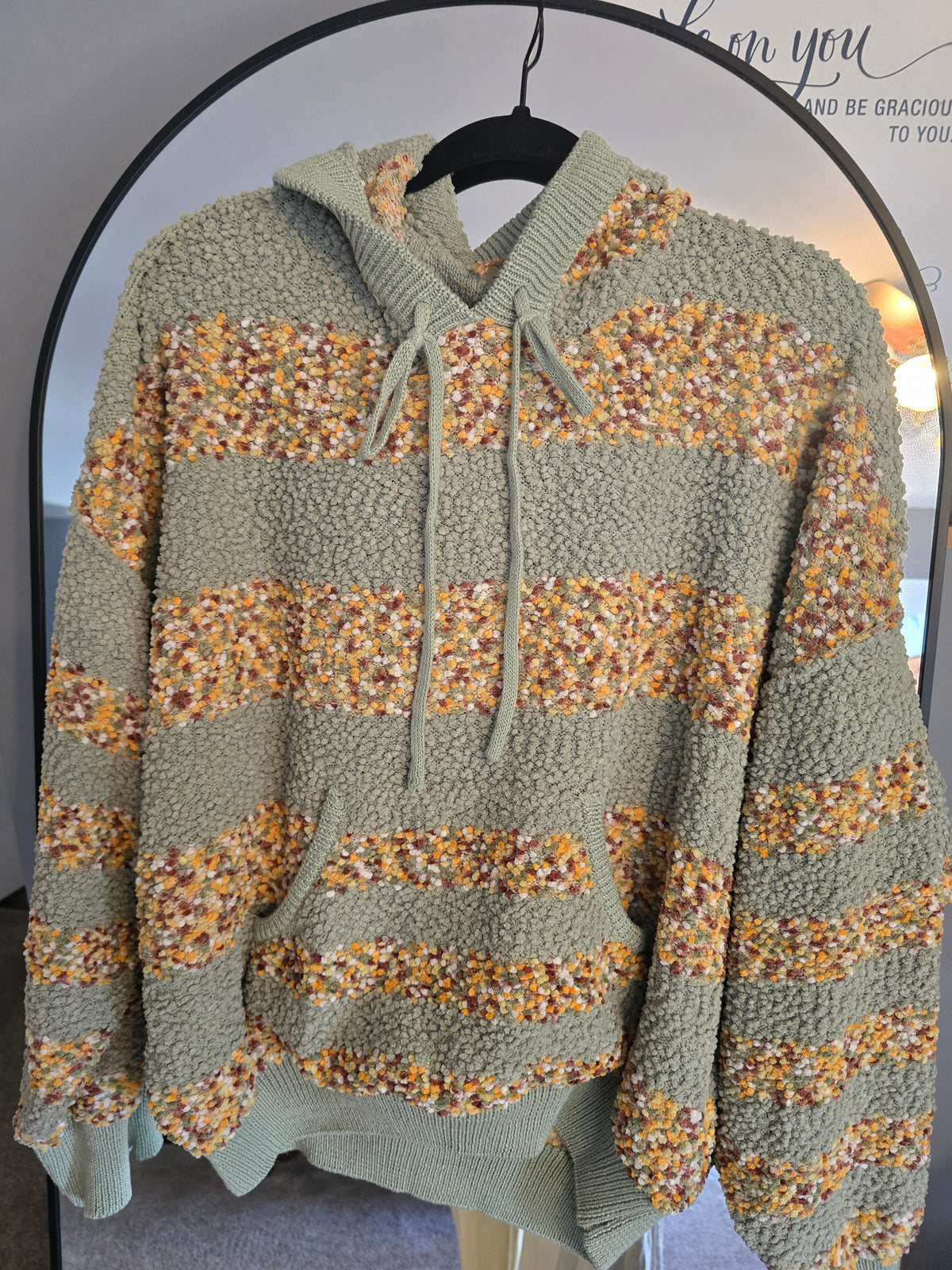 Cozy Confetti Pistachio Popcorn Hooded Sweater