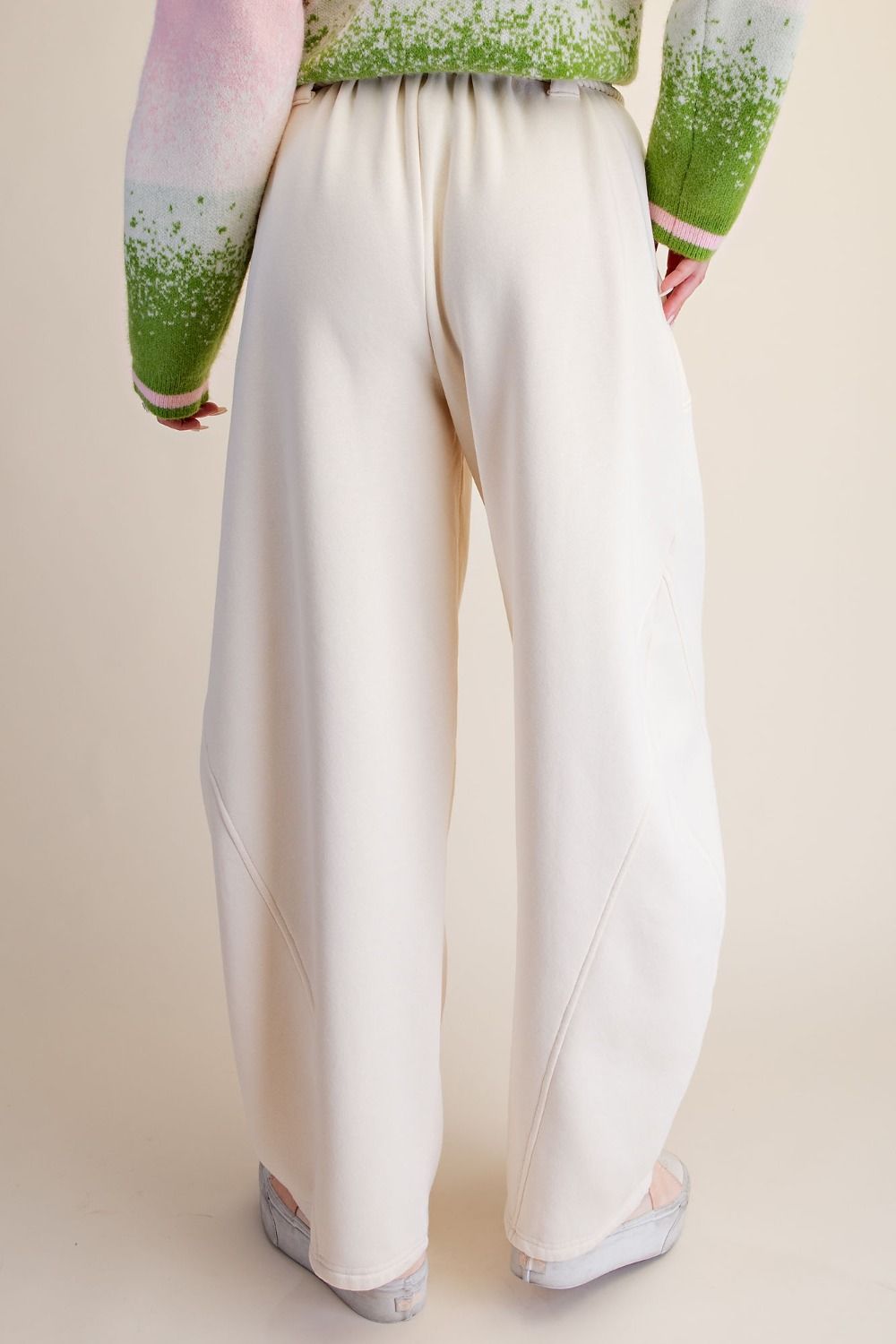 Ivory Brushed Terry Barrel Pants