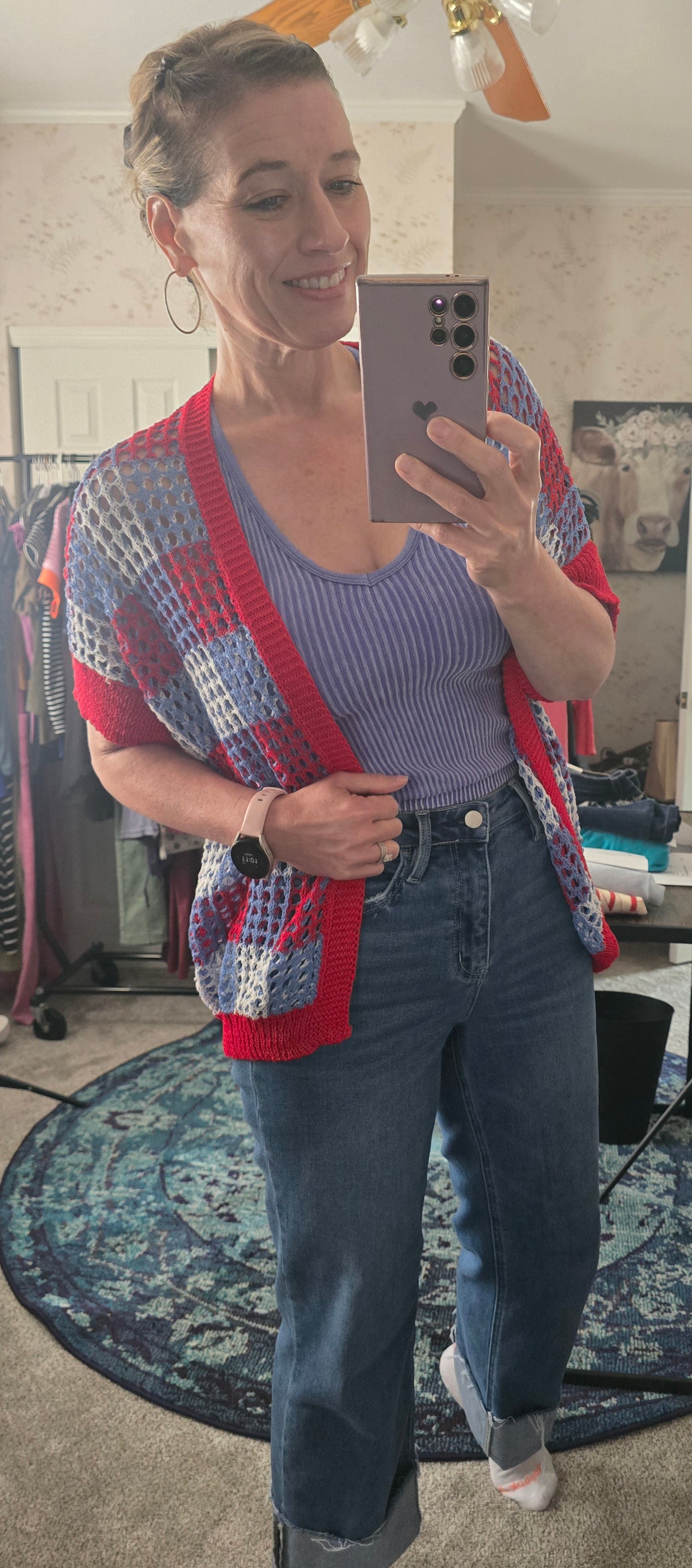 USA Checker Board Cardigan