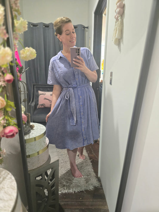 Faded Blue Tie Dress