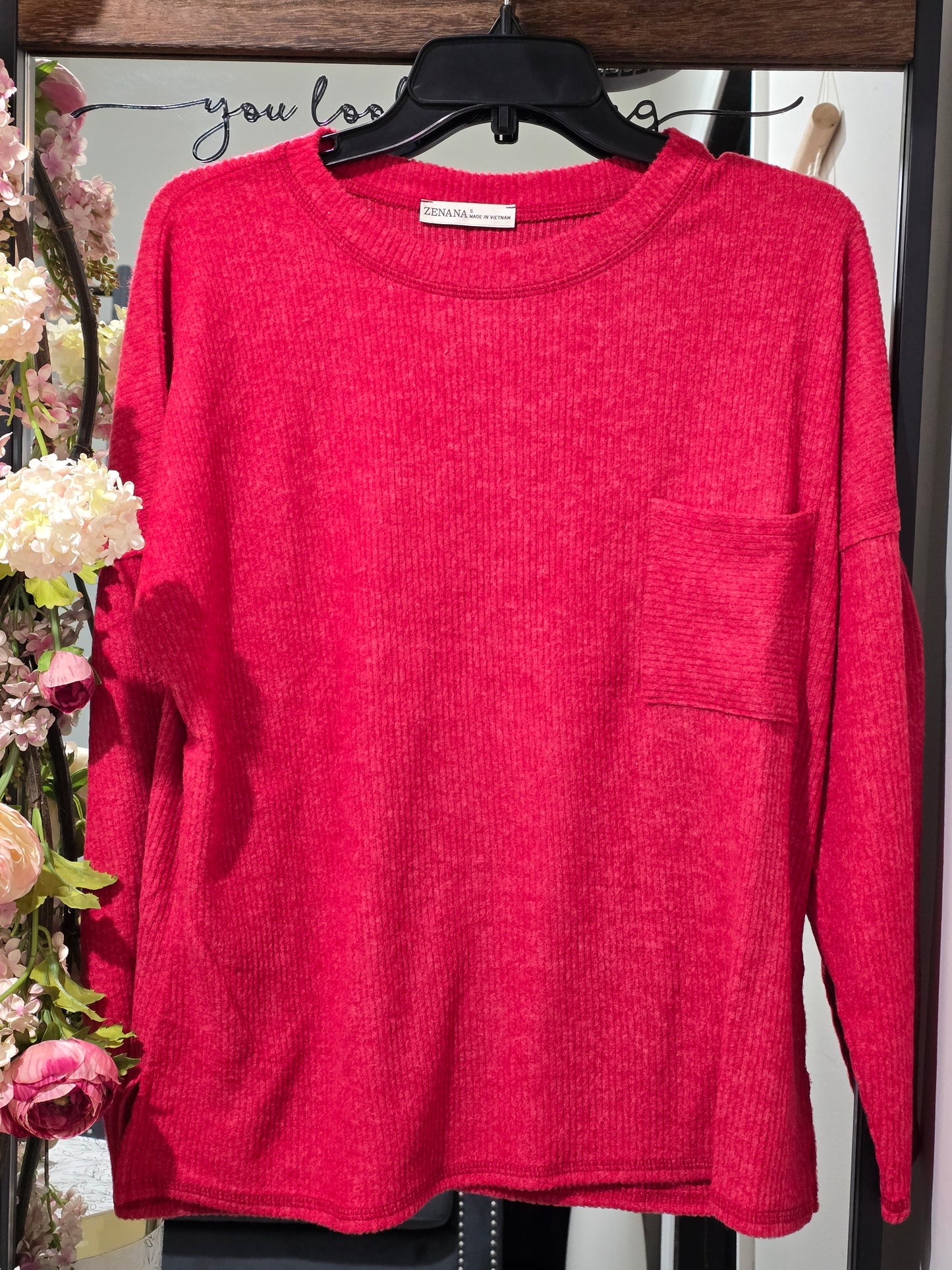 Pocketed Brushed Ribbed Top