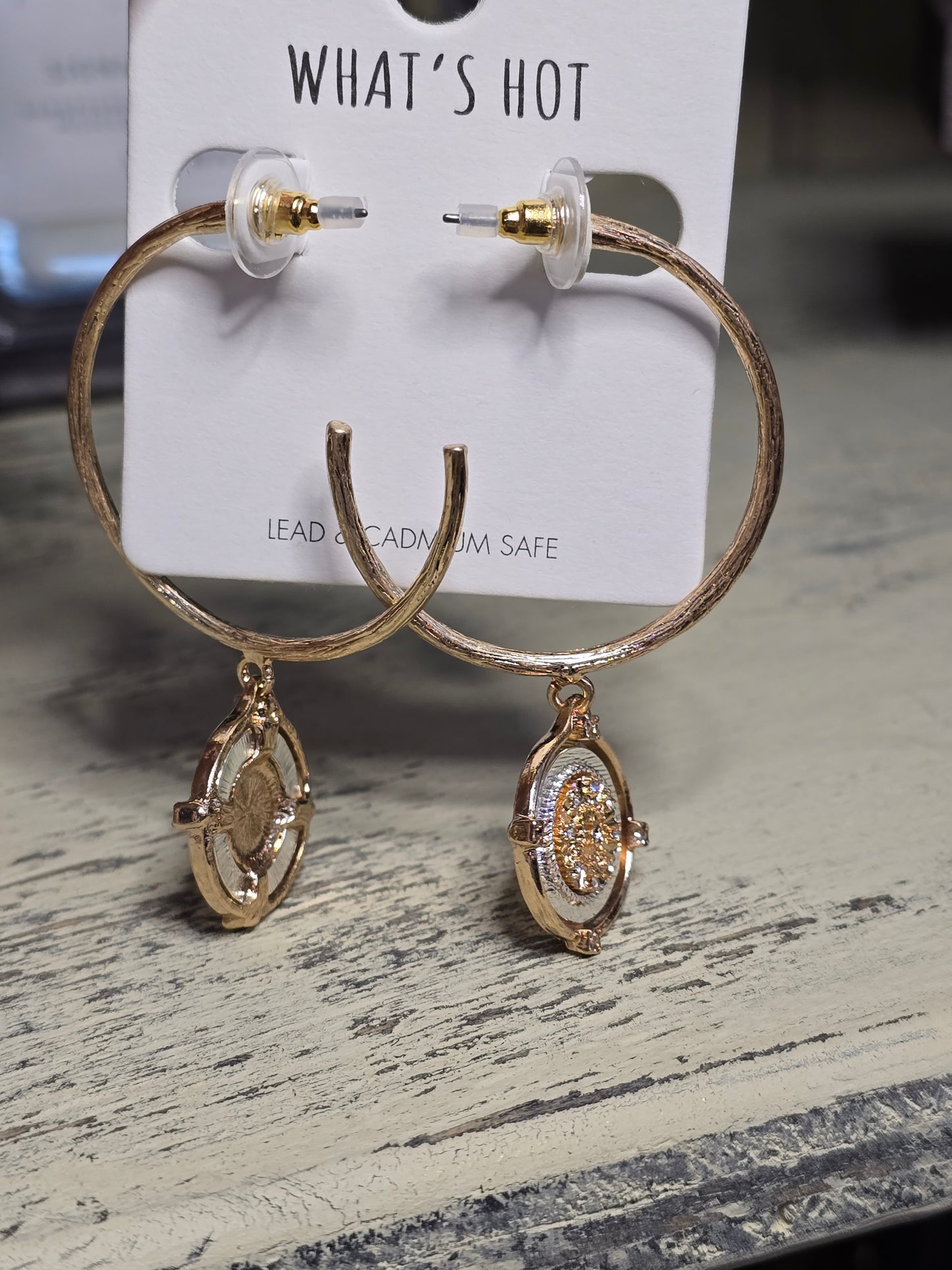 Gold Hoop with Coin Charm