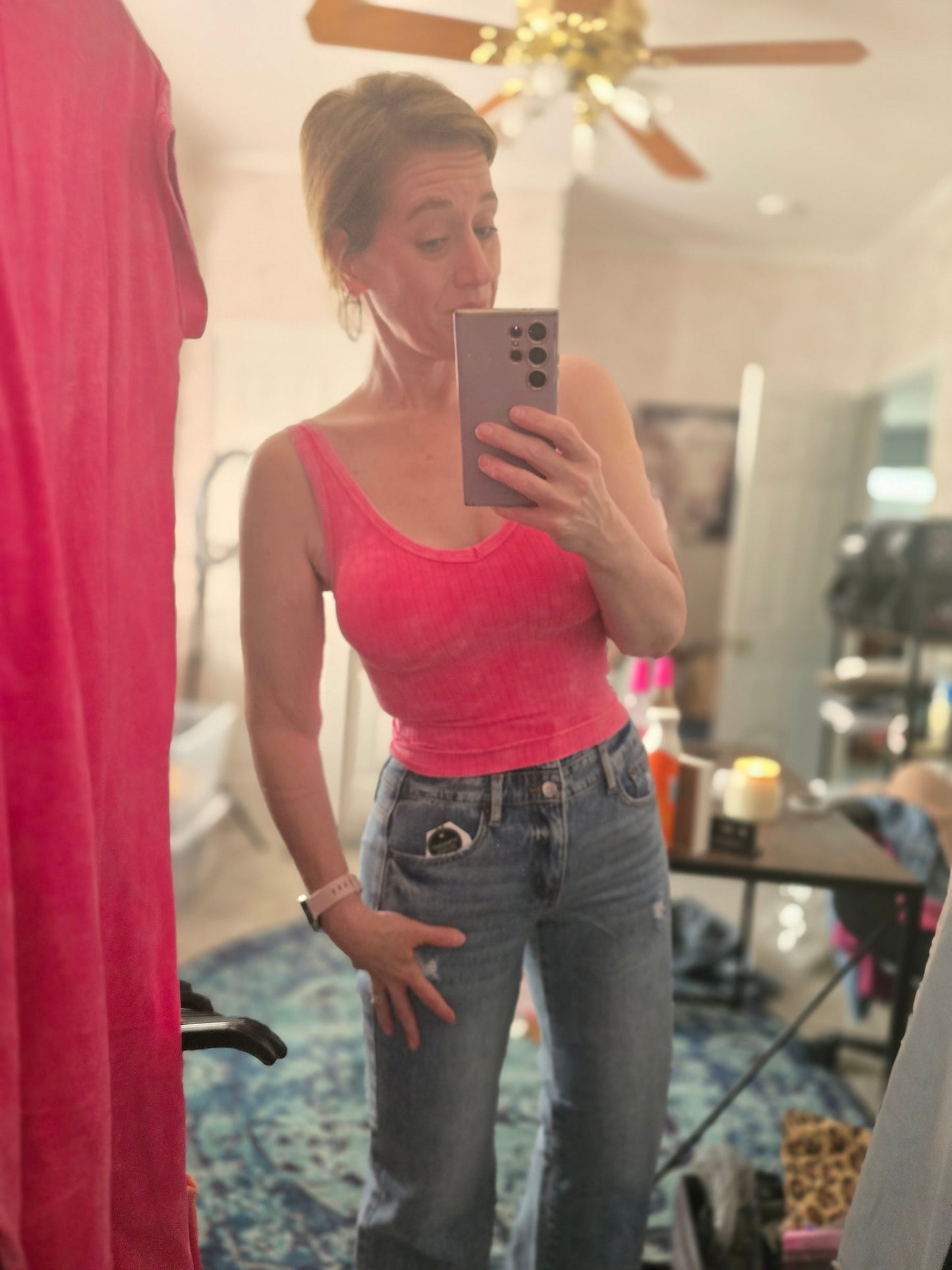 Washed Ripped Seamless Cropped Tank