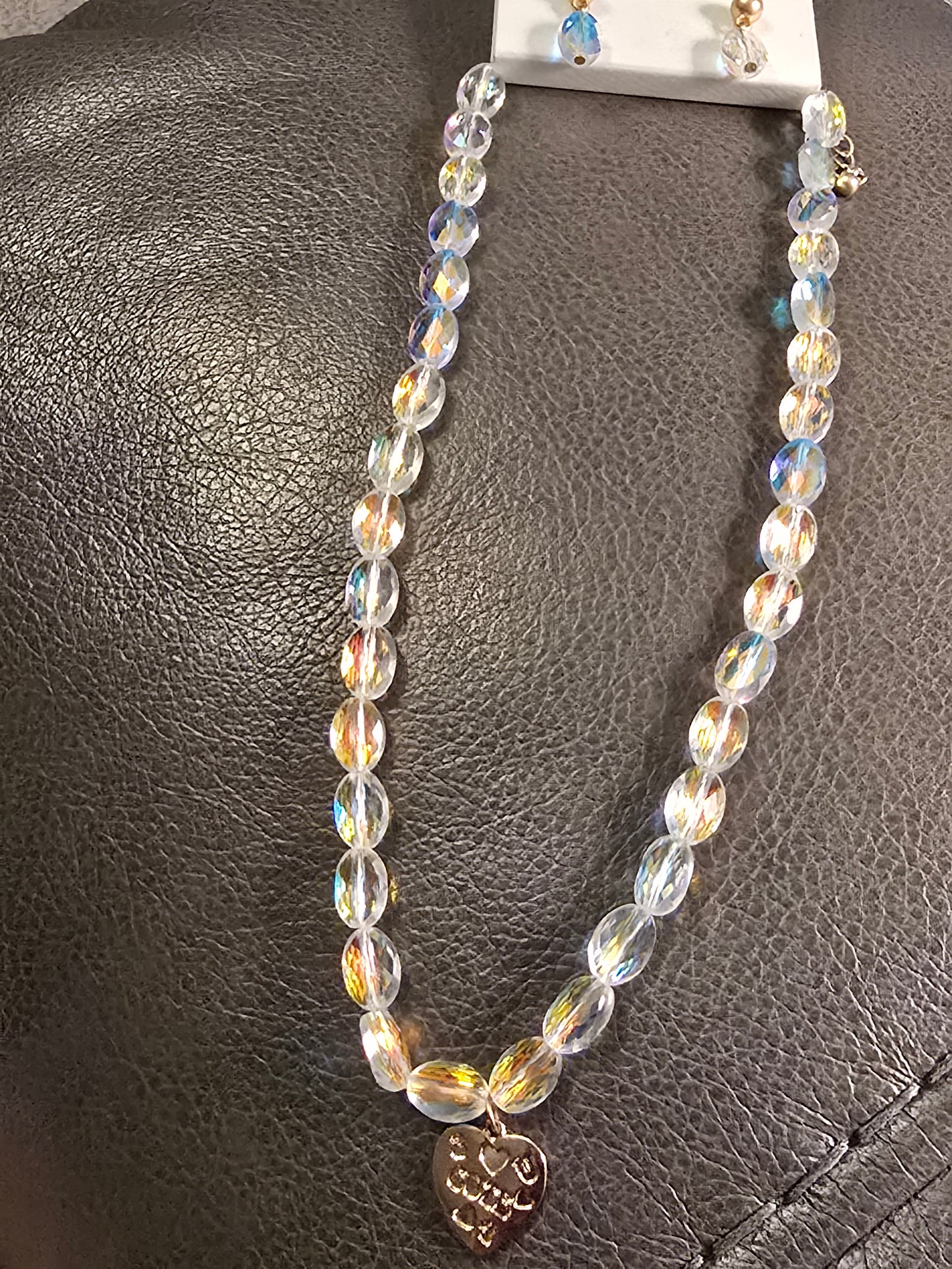 White Sparkle Heart Necklace