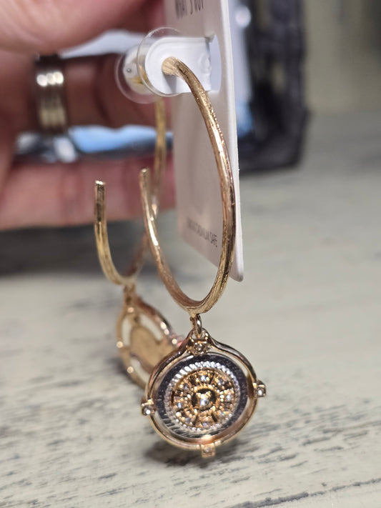 Gold Hoop with Coin Charm