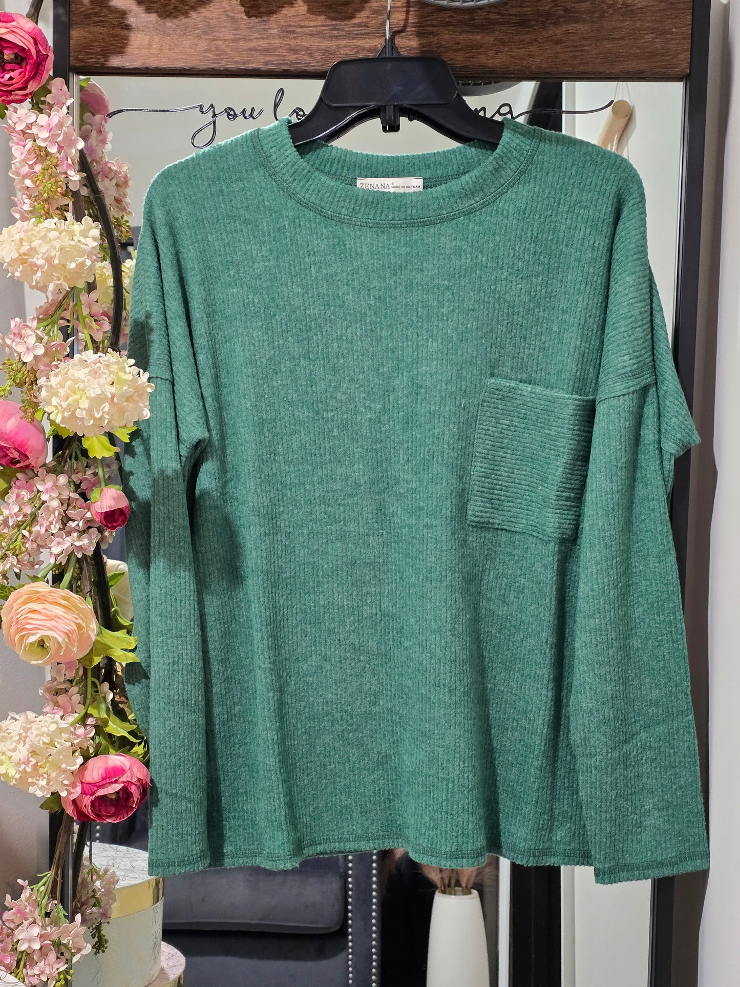 Pocketed Brushed Ribbed Top