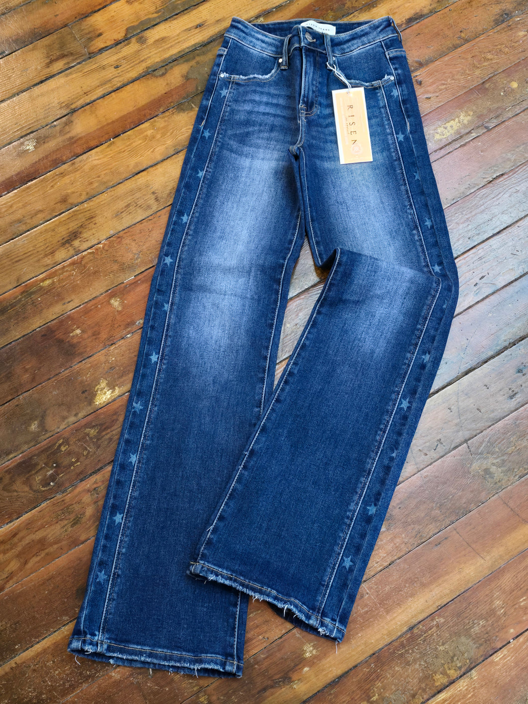 Risen Side Star Detail Straight Jeans