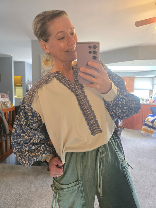 Patchwork Daydream Mixed Print Top