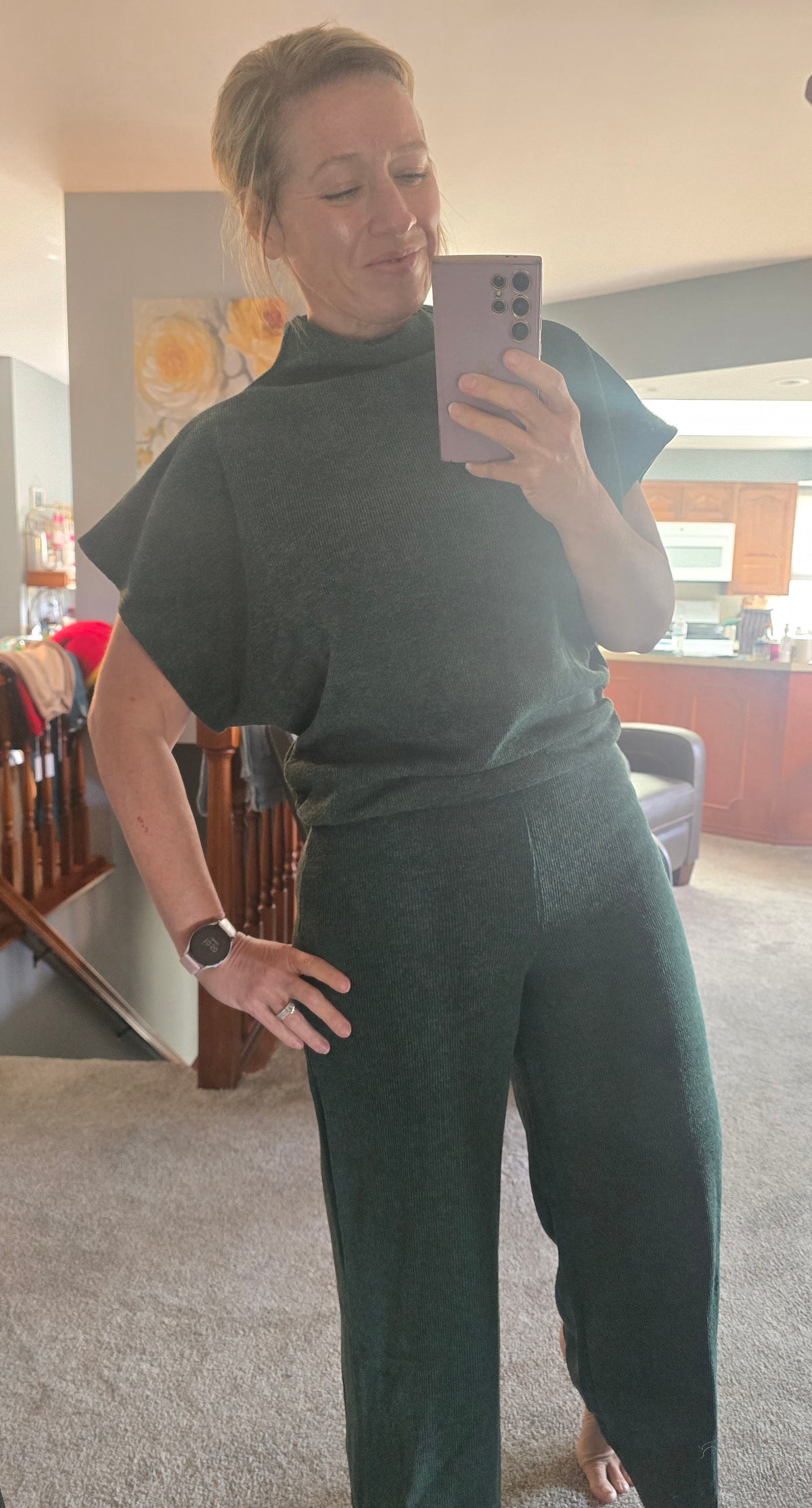 Evergreen Elegance Wide Leg Pant Set