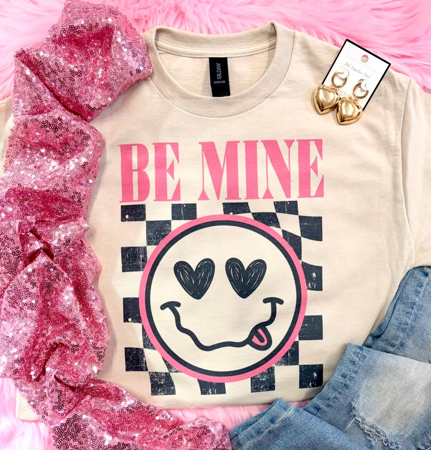 Be Mine Checkered Face Tee
