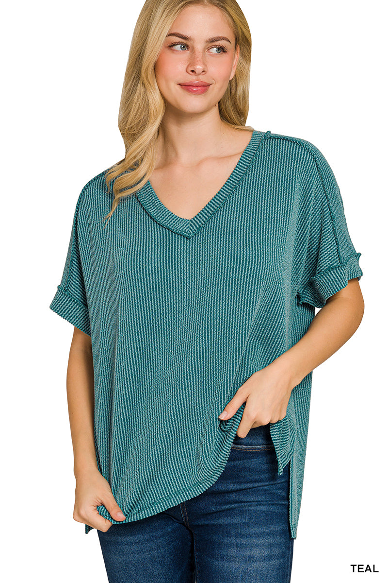 Cozy Ribbed V-Neck Top